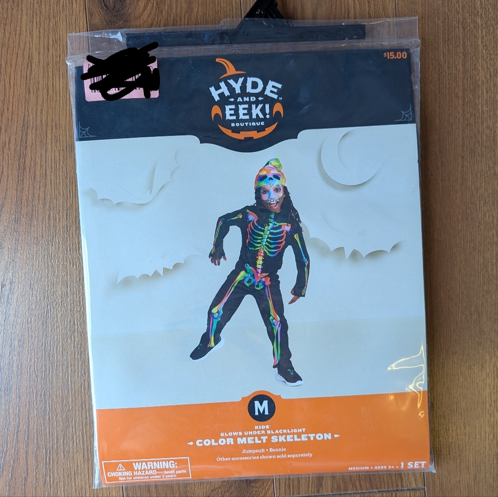 Hyde & Eek! Color Melt Skeleton Kids Halloween Costume M NIB